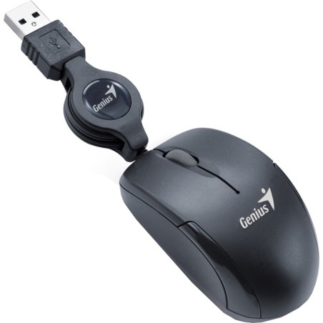 MOUSE Genius, "Micro Traveler V2", PC sau NB, cu fir, USB, optic, 1200 dpi, butoane/scroll 3/1, , negru, "31010125100" (timbru v