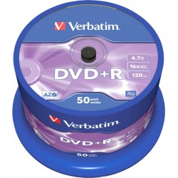 DVD+R VERBATIM  4.7GB, 120min, viteza 16x,  50 buc, Single Layer, spindle, "Matt Silver" "43550"