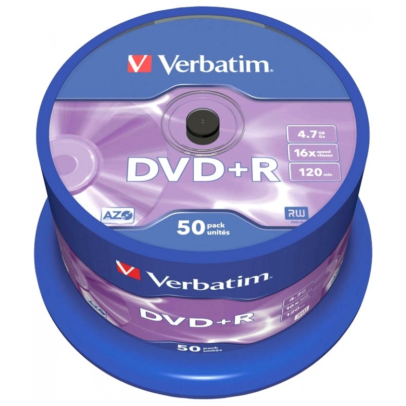 DVD+R VERBATIM  4.7GB, 120min, viteza 16x,  50 buc, Single Layer, spindle, "Matt Silver" "43550"