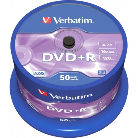 DVD+R VERBATIM  4.7GB, 120min, viteza 16x,  50 buc, Single Layer, spindle, "Matt Silver" "43550"