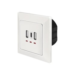 PRIZA LOGILINK, de perete, 2 x USB-A 5V/2.4A, 1 x USB-C 5V/3A, ingropata, martori LED, alb, "PA0254" (timbru verde 0.18 lei)