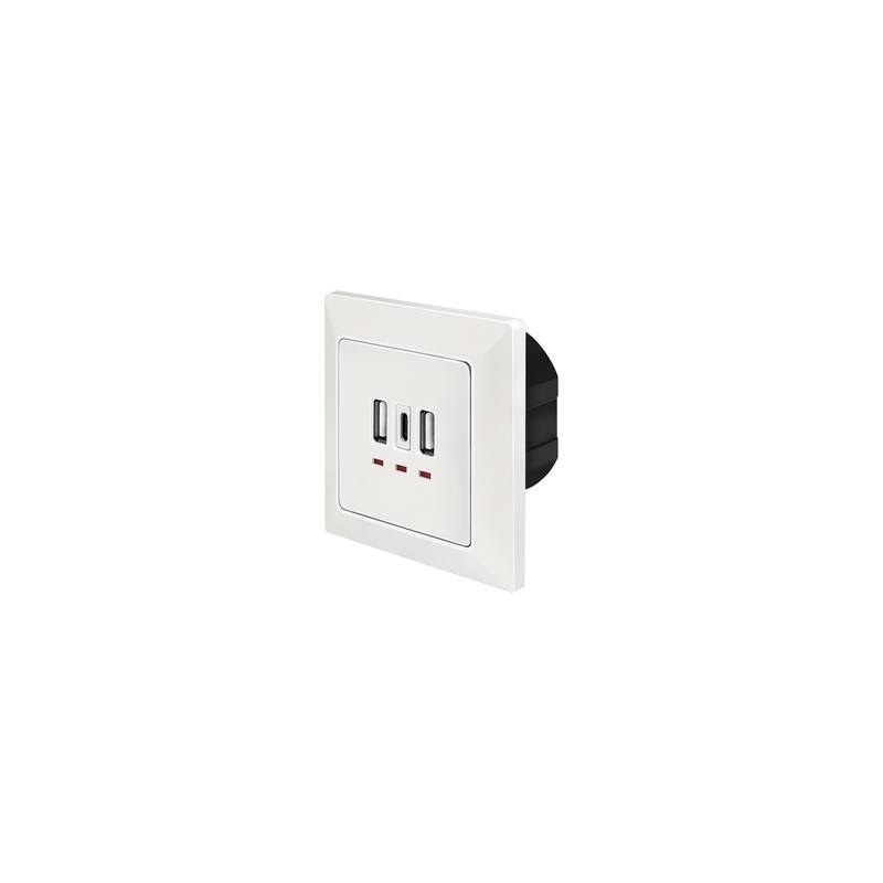 PRIZA LOGILINK, de perete, 2 x USB-A 5V/2.4A, 1 x USB-C 5V/3A, ingropata, martori LED, alb, "PA0254" (timbru verde 0.18 lei)