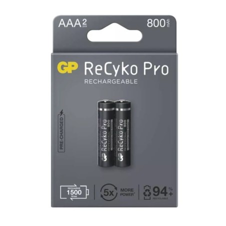 Acumulatori GP Batteries, ReCyko Pro 850mAh AAA (R03) 1.2V NiMH, paper box 2 buc. "GP85AAAHCB-2EB2" "GPRHCH83B204" (timbru verde