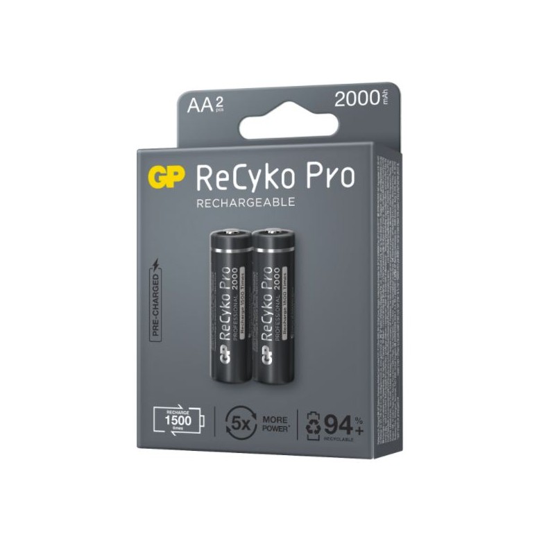 Acumulatori GP Batteries, ReCyko Pro 2100mAh AA (R6) 1.2V NiMH, paper box 2 buc. "GP210AAHCB-2EB2" "GPRHC212B308" (timbru verde 