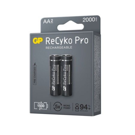 Acumulatori GP Batteries, ReCyko Pro 2100mAh AA (R6) 1.2V NiMH, paper box 2 buc. "GP210AAHCB-2EB2" "GPRHC212B308" (timbru verde 