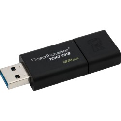 MEMORIE USB 3.0 KINGSTON 32 GB, cu capac, carcasa plastic, negru, "DT100G3/32GB" (timbru verde 0.03 lei)