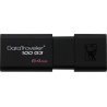 MEMORIE USB 3.0 KINGSTON 64 GB, cu capac, carcasa plastic, negru, "DT100G3/64GB" (timbru verde 0.03 lei)