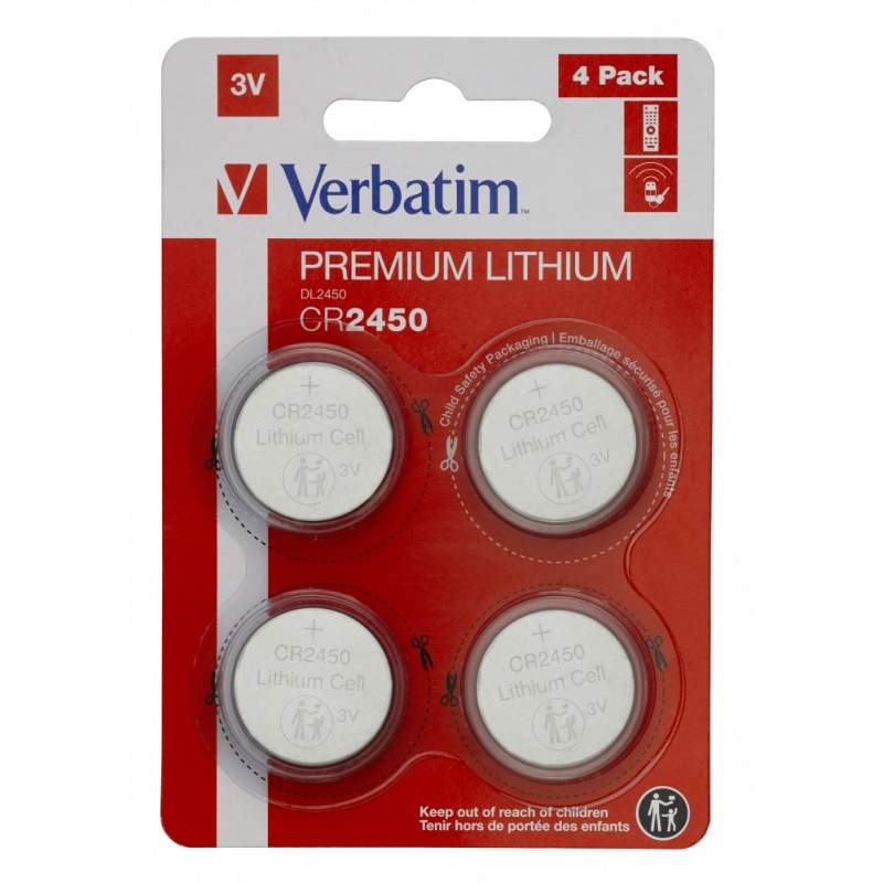 BATERIE VERBATIM, butoni (CR2450), 3V litiu, 4 buc., "49535" (timbru verde 0.04 lei)