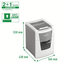 Distrugator automat documente Leitz IQ  Small Office , 100 coli, P4, cross-cut (tip confeti), cos  34 litri, alb-gri, Leitz "801