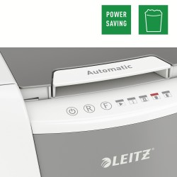 Distrugator automat documente Leitz IQ  Small Office , 100 coli, P4, cross-cut (tip confeti), cos  34 litri, alb-gri, Leitz "801