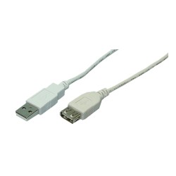 CABLU USB LOGILINK prelungitor, USB 2.0 (T) la USB 2.0 (M), 3m, gri, "CU0011" (timbru verde 0.18 lei)