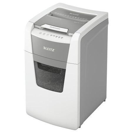 Distrugator automat documente Leitz IQ Office , 150 coli, P5, micro-cut (tip particule), cos  44 litri, alb-gri, Leitz "80140000