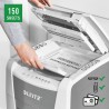 Distrugator automat documente Leitz IQ Office , 150 coli, P5, micro-cut (tip particule), cos  44 litri, alb-gri, Leitz "80140000