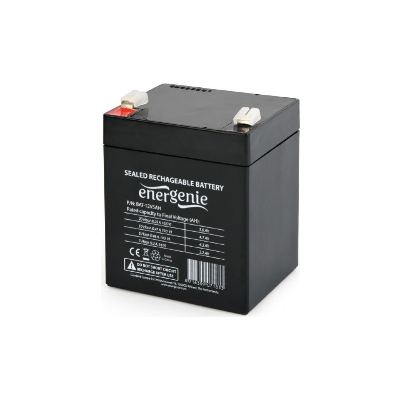 ACUMULATOR UPS GEMBIRD 12V /   5Ah, terminal F2(T2), dimensiune: 90x70x101mm, inaltime+terminal: 107mm, "BAT-12V5AH" (timbru ver