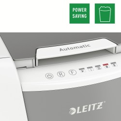 Distrugator automat documente Leitz IQ Office , 150 coli, P5, micro-cut (tip particule), cos  44 litri, alb-gri, Leitz "80140000