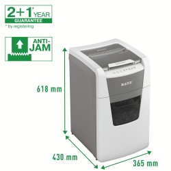 Distrugator automat documente Leitz IQ Office , 150 coli, P5, micro-cut (tip particule), cos  44 litri, alb-gri, Leitz "80140000