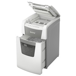 Distrugator automat documente Leitz IQ Office , 150 coli, P5, micro-cut (tip particule), cos  44 litri, alb-gri, Leitz "80140000