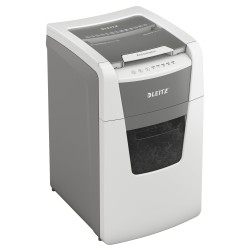 Distrugator automat documente Leitz IQ Office , 150 coli, P5, micro-cut (tip particule), cos  44 litri, alb-gri, Leitz "80140000