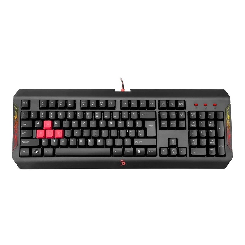 TASTATURA A4TECH - gaming, "Bloody gaming", cu fir 1.8m, 106 taste, format standard , USB, negru, "Q100" (timbru verde 0.8 lei)