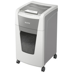 Distrugator automat documente Leitz IQ Office , 300 coli, P5, micro-cut (tip particule), cos  60 litri, alb-gri, Leitz "80160000