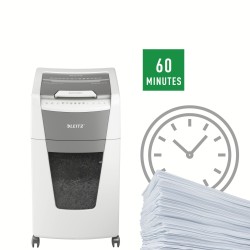 Distrugator automat documente Leitz IQ Office , 300 coli, P5, micro-cut (tip particule), cos  60 litri, alb-gri, Leitz "80160000