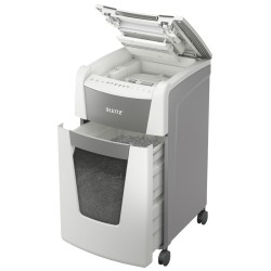 Distrugator automat documente Leitz IQ Office , 300 coli, P5, micro-cut (tip particule), cos  60 litri, alb-gri, Leitz "80160000
