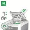 Distrugator automat documente Leitz IQ Office , 600 coli, P4, cross-cut (tip confeti), cos 110 litri, alb-gri, Leitz "80170000" 