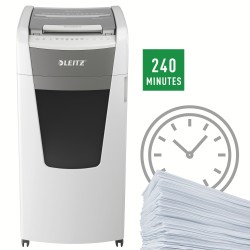 Distrugator automat documente Leitz IQ Office , 600 coli, P4, cross-cut (tip confeti), cos 110 litri, alb-gri, Leitz "80170000" 