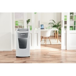 Distrugator automat documente Leitz IQ Office , 600 coli, P4, cross-cut (tip confeti), cos 110 litri, alb-gri, Leitz "80170000" 