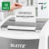 Distrugator automat documente Leitz IQ Office , 600 coli, P5, micro-cut (tip particule), cos 110 litri, alb-gri, Leitz "80180000