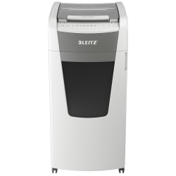 Distrugator automat documente Leitz IQ Office , 600 coli, P5, micro-cut (tip particule), cos 110 litri, alb-gri, Leitz "80180000