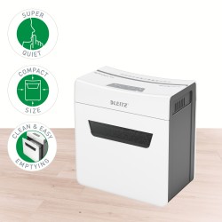 Distrugator manual documente Leitz IQ Protect  3M , 3 coli, P5, micro-cut (tip particule), cos  10 litri, alb, Leitz "80930000" 