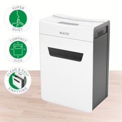 Distrugator manual documente Leitz IQ Protect  6M , 6 coli, P5, micro-cut (tip particule), cos  18 litri, alb, Leitz "80950000" 