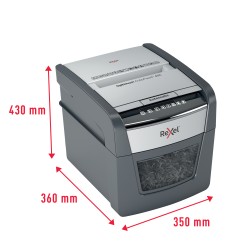 Distrugator automat documente Rexel OPTIMUM  45X ,  45 coli, P4, cross-cut (tip confeti), cos  20 litri, negru-gri, "2020045XEU"