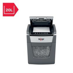 Distrugator automat documente Rexel OPTIMUM  45X ,  45 coli, P4, cross-cut (tip confeti), cos  20 litri, negru-gri, "2020045XEU"