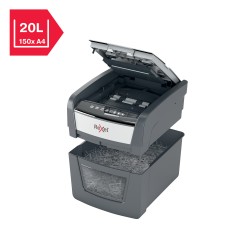 Distrugator automat documente Rexel OPTIMUM  45X ,  45 coli, P4, cross-cut (tip confeti), cos  20 litri, negru-gri, "2020045XEU"