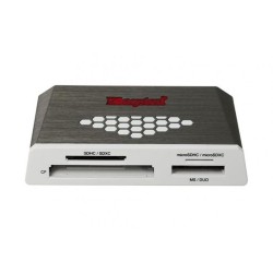 CARD READER extern KINGSTON, interfata USB 3.0, citeste/scrie: SD, microSD, MS, CF; plastic, alb &amp; gri, "FCR-HS4" (timbru ve