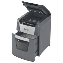 Distrugator automat documente Rexel OPTIMUM  90X ,  90 coli, P4, cross-cut (tip confeti), cos  34 litri, negru-gri, "2020090XEU"