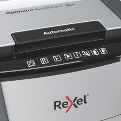 Distrugator automat documente Rexel OPTIMUM  90X ,  90 coli, P4, cross-cut (tip confeti), cos  34 litri, negru-gri, "2020090XEU"