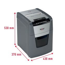Distrugator automat documente Rexel OPTIMUM 100X , 100 coli, P4, cross-cut (tip confeti), cos  34 litri, negru-gri, "2020100XEU"