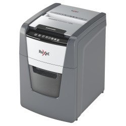 Distrugator automat documente Rexel OPTIMUM 100M , 100 coli, P5, micro-cut (tip particule), cos  34 litri, negru-gri, "2020100ME