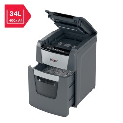 Distrugator automat documente Rexel OPTIMUM 100M , 100 coli, P5, micro-cut (tip particule), cos  34 litri, negru-gri, "2020100ME