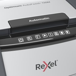Distrugator automat documente Rexel OPTIMUM 130M , 130 coli, P5, micro-cut (tip particule), cos  44 litri, negru-gri, "2020130ME
