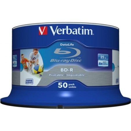 BD-R VERBATIM  25GB, viteza 6x, 50 buc, Single Layer, spindle, printabil, "Wide Inkjet Printable" "43812"