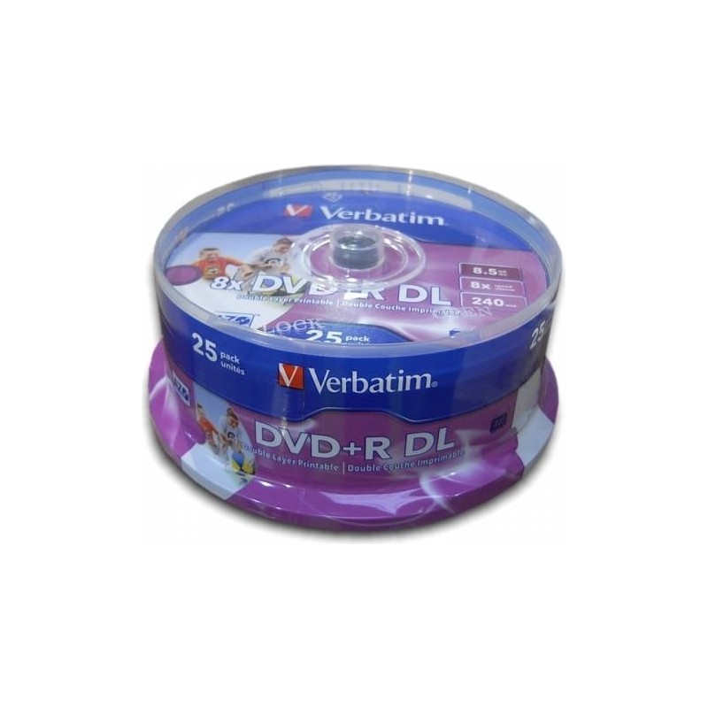 DVD+R VERBATIM  8.5GB, 240min, viteza 8x, 25 buc, Double Layer, spindle, printabil, "Wide Inkjet Printable" "43667"