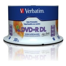 DVD+R VERBATIM  8.5GB, 240min, viteza 8x, 50 buc, Double Layer, spindle, printabil, "Wide Inkjet Printable" "97693"