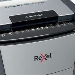 Distrugator automat documente Rexel OPTIMUM 300X , 300 coli, P4, cross-cut (tip confeti), cos  60 litri, negru-gri, "2020300XEU"