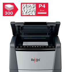 Distrugator automat documente Rexel OPTIMUM 300X , 300 coli, P4, cross-cut (tip confeti), cos  60 litri, negru-gri, "2020300XEU"