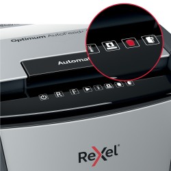 Distrugator automat documente Rexel OPTIMUM 300X , 300 coli, P4, cross-cut (tip confeti), cos  60 litri, negru-gri, "2020300XEU"