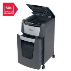 Distrugator automat documente Rexel OPTIMUM 300X , 300 coli, P4, cross-cut (tip confeti), cos  60 litri, negru-gri, "2020300XEU"